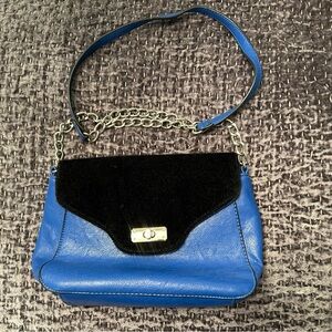 mblm Blue and Black Shoulder Bag with Chain Strap